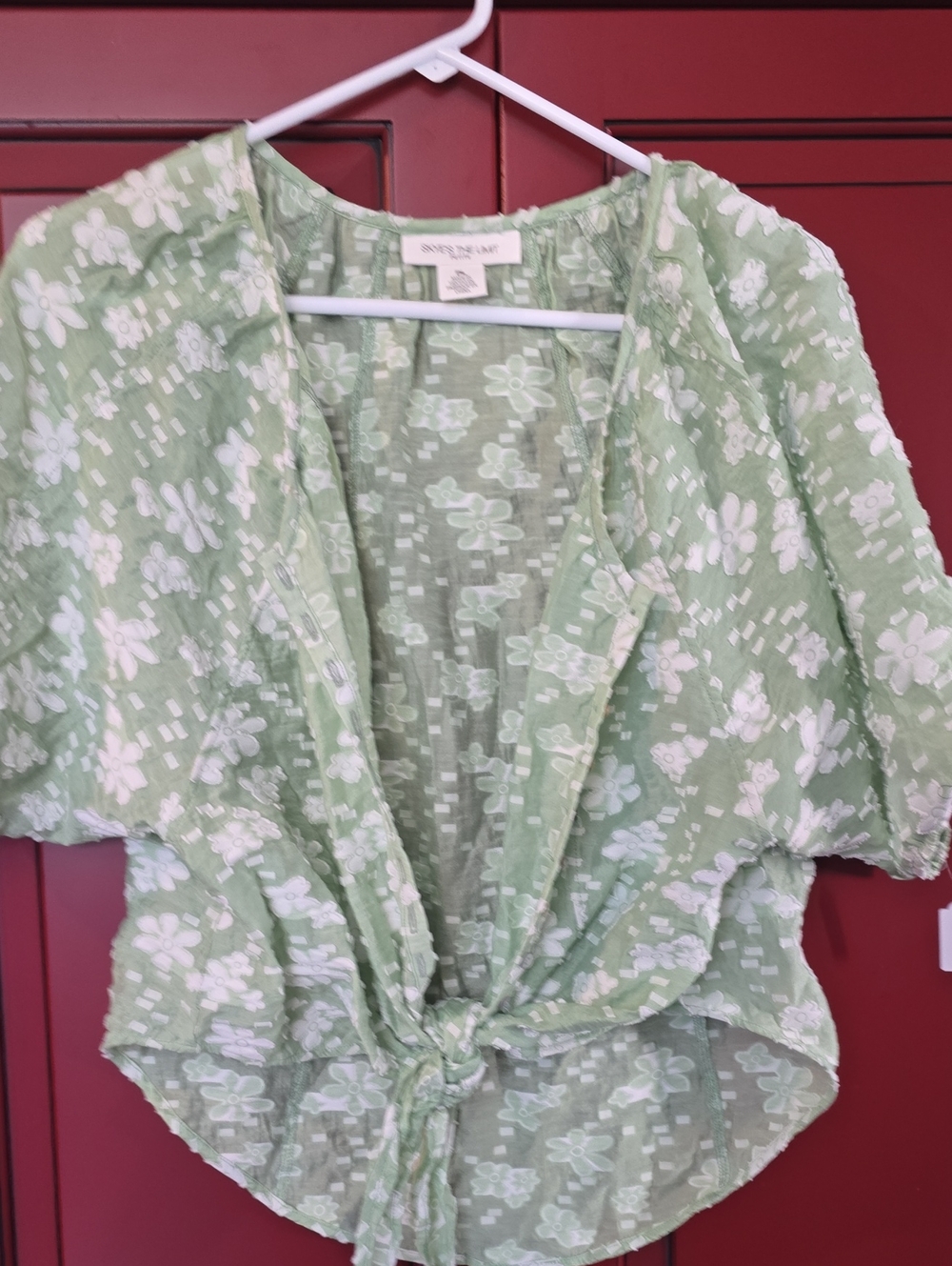 Skye's the Limit Light Sage Green Floral Tie-Front Blouse